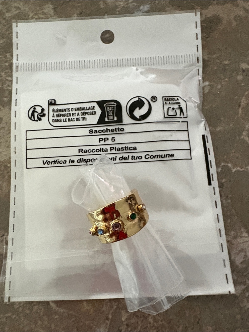 Gold-Tone Dome Ring with Multicolor Accent Stones - I thought bought an 8 not 5